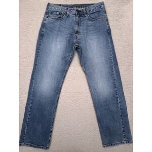 Levi's 505 Jeans Men's‎ 34x30 Blue Straight Medium Wash Denim Faded Whiskered